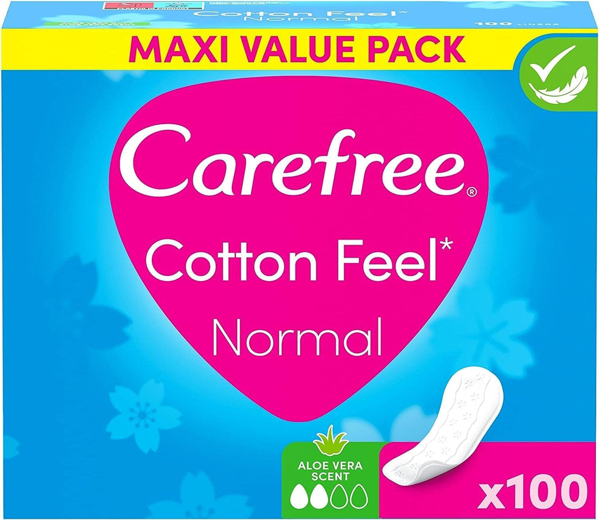 Carefree Panty Liners Breathable Aloe Vera 100 pieces