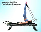 Pilates Reformer Machine Equipment with Springs & Cords for Home Workout, Foldable Pilates Equipment with Jump Board for All Level Users