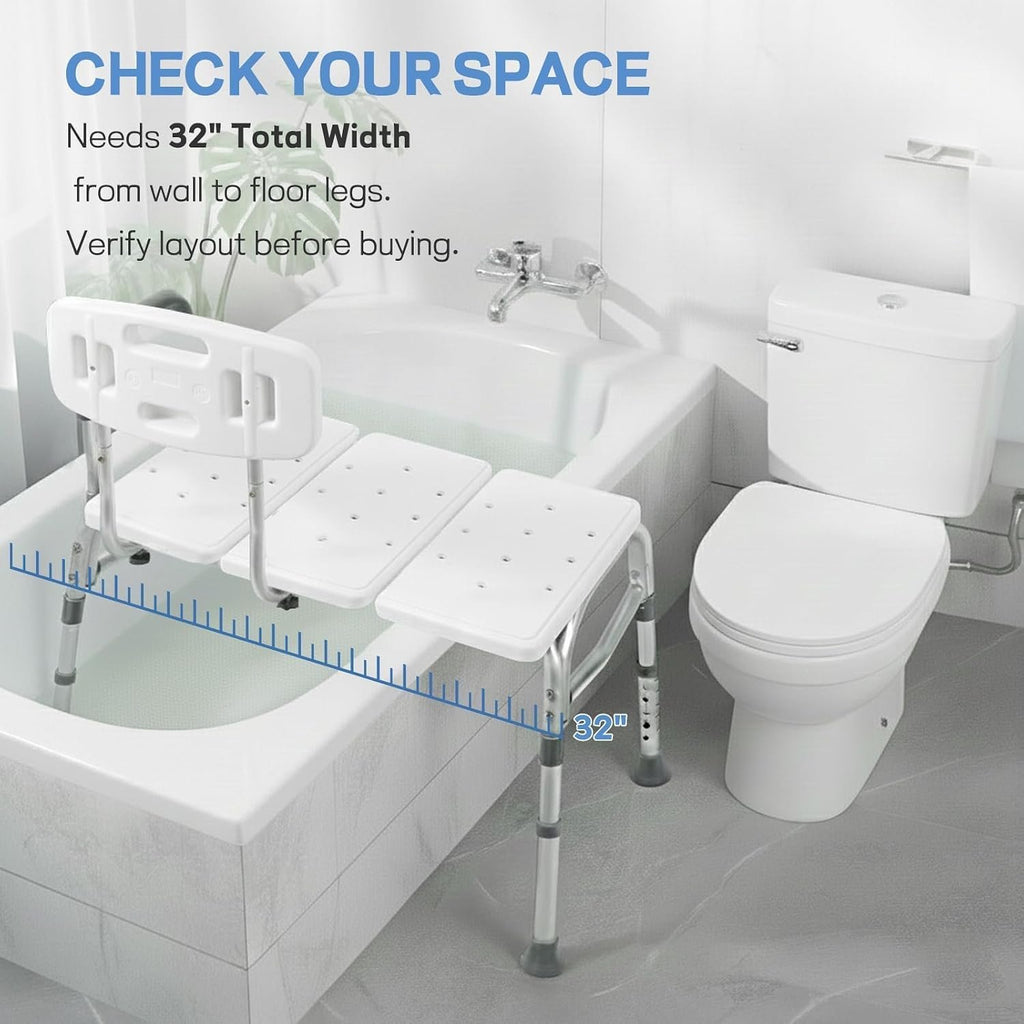 TABEKE Tub Transfer Bench & Shower Chair for Bathtub, Elderly & Disabled