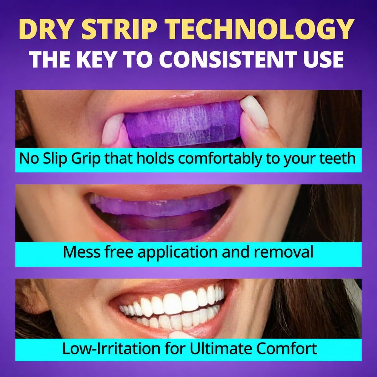 SAKYPRORAL Whitening Strips, Long-Lasting Results, Enamel Safe & Low-Sensitivity, Purple Tooth whitening, Professional Teeth Whitening Strips with Non-Slip Dry Strip Technology, 14 Count (Pack of 1)
