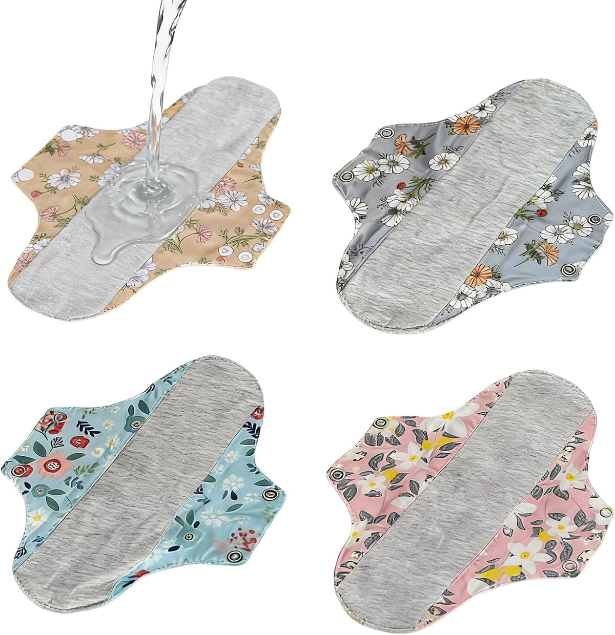 4PCS Reusable Underwear Pads, Washable & Breathable Cloth Underwear Pads for Women & Elder, Reusable Panty Liners for Activities or Daily Protection