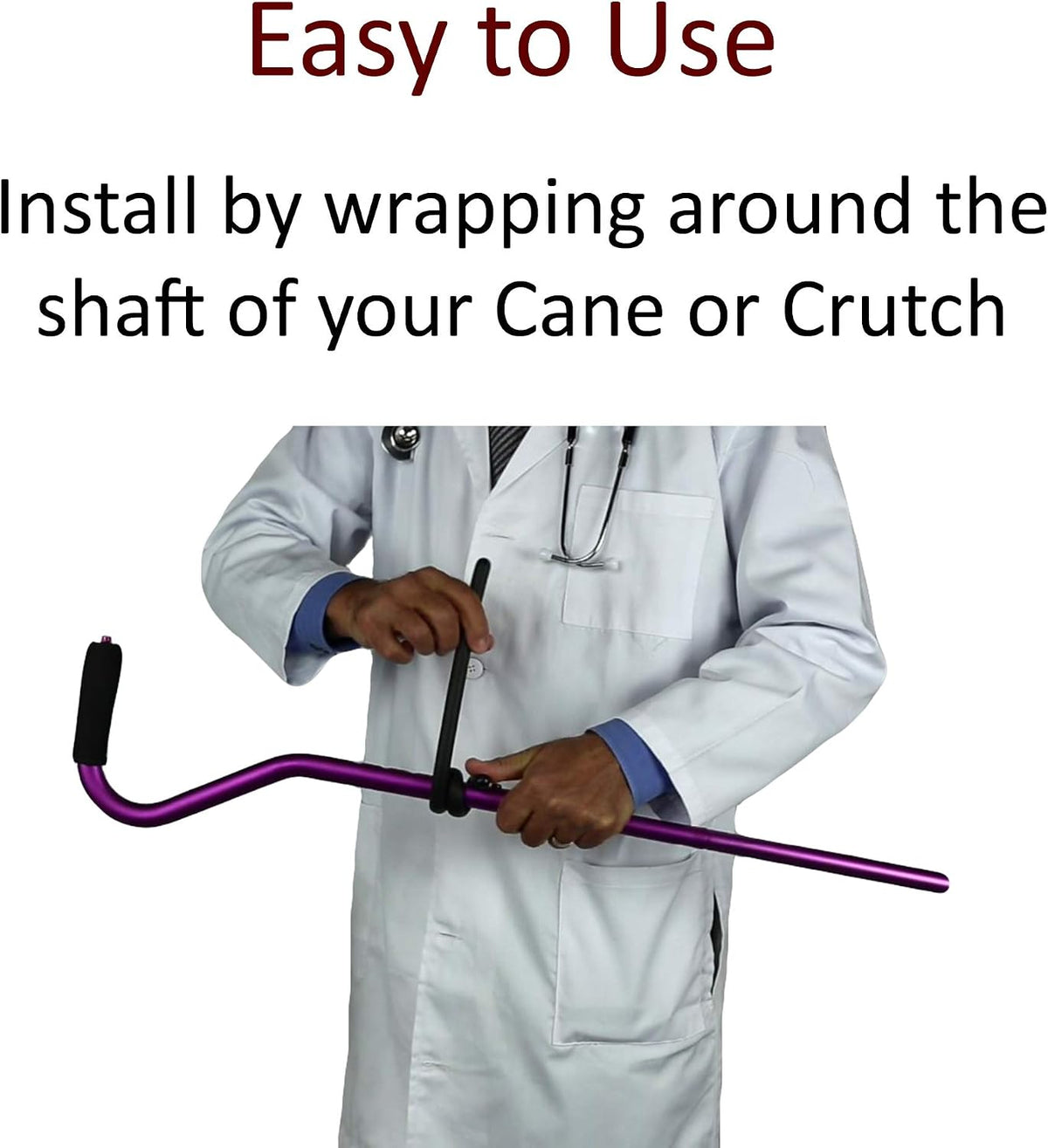 Cane Holder Clip for Walkers, Rollators & Wheelchairs, 3-Pack