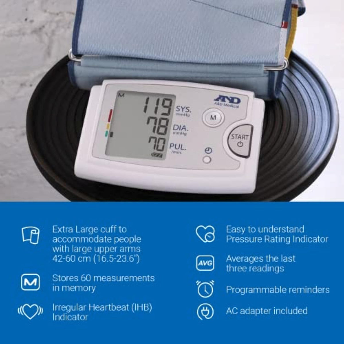 A&D Medical UA-789AC Blood Pressure Monitor for Home Use. Cuff 16.5-23.6"