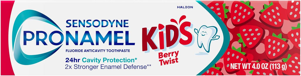 Sensodyne Pronamel Kids Toothpaste, Fluoride Anticavity Toothpaste, Cavity and Enamel Protection, for Ages 2+, Berry Twist Flavored, 4 oz (2 Pack)