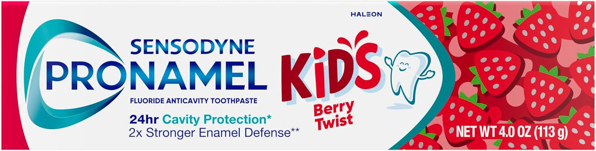 Sensodyne Pronamel Kids Toothpaste, Fluoride Anticavity Toothpaste, Cavity and Enamel Protection, for Ages 2+, Berry Twist Flavored, 4 oz (2 Pack)