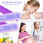 Reusable Postpartum Perineal Ice Packs, Cold Packs for Hemorrhoid Pain Recovery, 2 Gel Pads + 3 Sleeves (Purple)