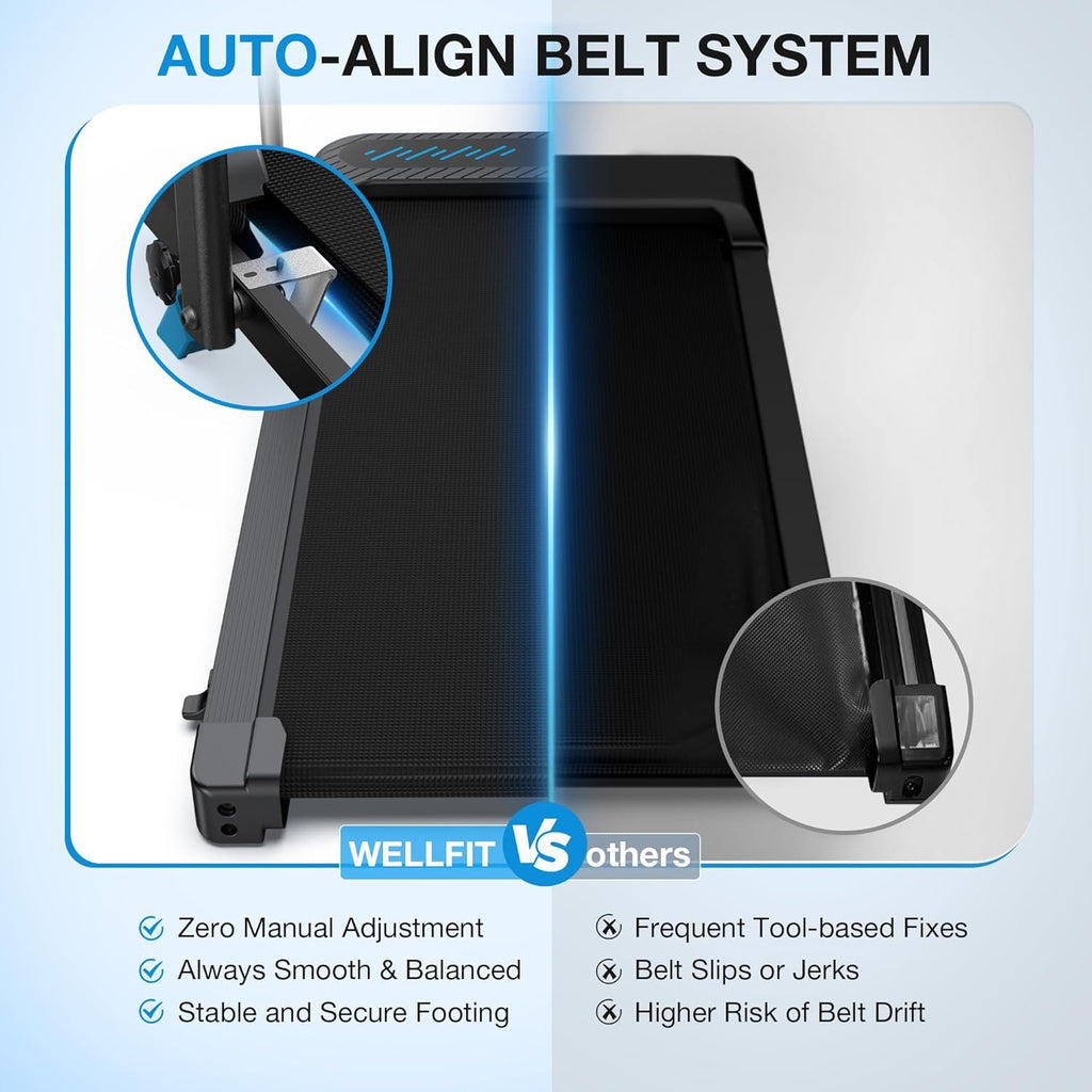 WELLFIT Folding Treadmill for Home, Walking Pad with Incline and Handle Bar | 350+lbs Capacity,Under Desk Treadmill for Home Small Office,Low Noise Treadmills with Smart Voice Control for Jogging Running