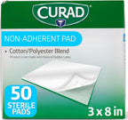 CURAD Sterile Non-Adherent Pad, 3x8 (Pack of 50)