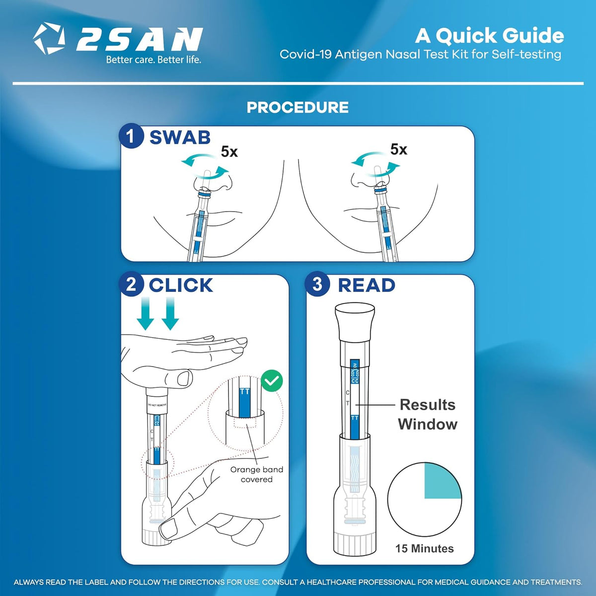 2San COVID-19 Pen Test, Results in 15 Mins, Rapid & Reliable Nasal Swab, Easy At-Home Testing, Clinically Accurate, Gentle, Stress-Free Use, 2-Pack (2 Tests)