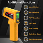 FKM Infrared Thermometer Gun Non-Contact Laser Temperature Gun,-58°F~986°F | Adjustable Emissivity,Digital IR Thermometer Gun for Cooking,Griddle,Pizza Oven,BBQ,HVAC,Automotive,Industrial,Not for Human