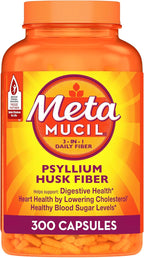 Metamucil, Psyllium Husk GLP-1 Friendly Fiber Capsules, 300 Capsules, 3-in-1 Fiber Supplement, Daily Psyllium Husk Fiber Capsules Help Support Digestive Health by Promoting Regularity