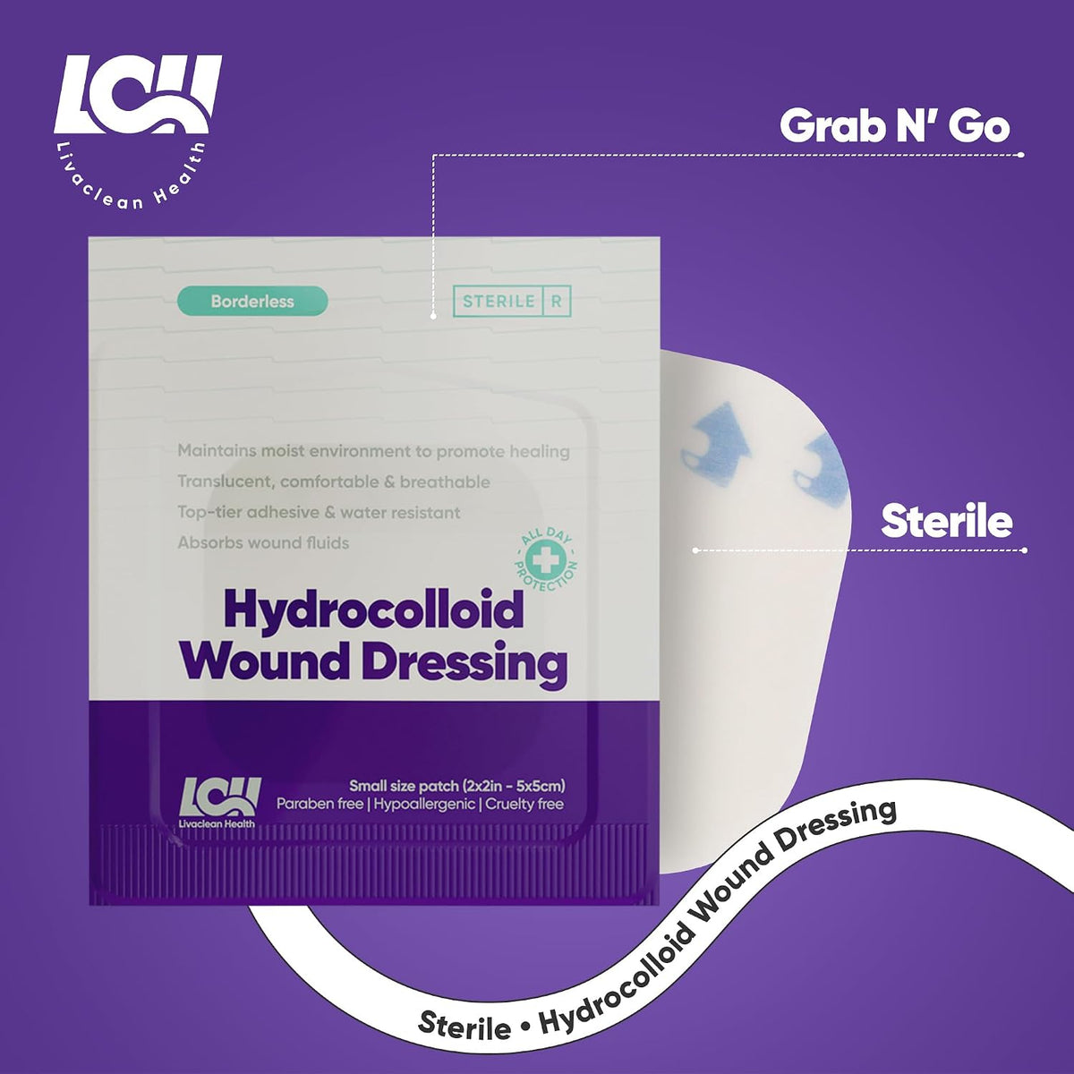 15 CT 2" x 2" Hydrocolloid Wound Dressing - Sterile Colloidal Bandages - Adhesive Hydrocolloid Bandages Small - Individually Packed Healing Patches for Wounds and Blisters by Livaclean Health
