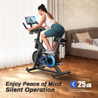 MERACH Exercise Bike, Magnetic Friction Stationary Bike with Brake Pad | Low Noise Indoor Cycling Bike with Exclusive App, 300lbs Weight Capacity, Tablet Mount and Fitness Courses for Weight Loss