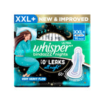 Whisper Bindazzz Nights 16 XXL+ Sanitary Pads, Upto 0% Leaks All Night Long, For Very Heavy Flow, Nearly 60% Longer with Wider Back, Active odor lock so you feel fresh, Disposable Wrapper