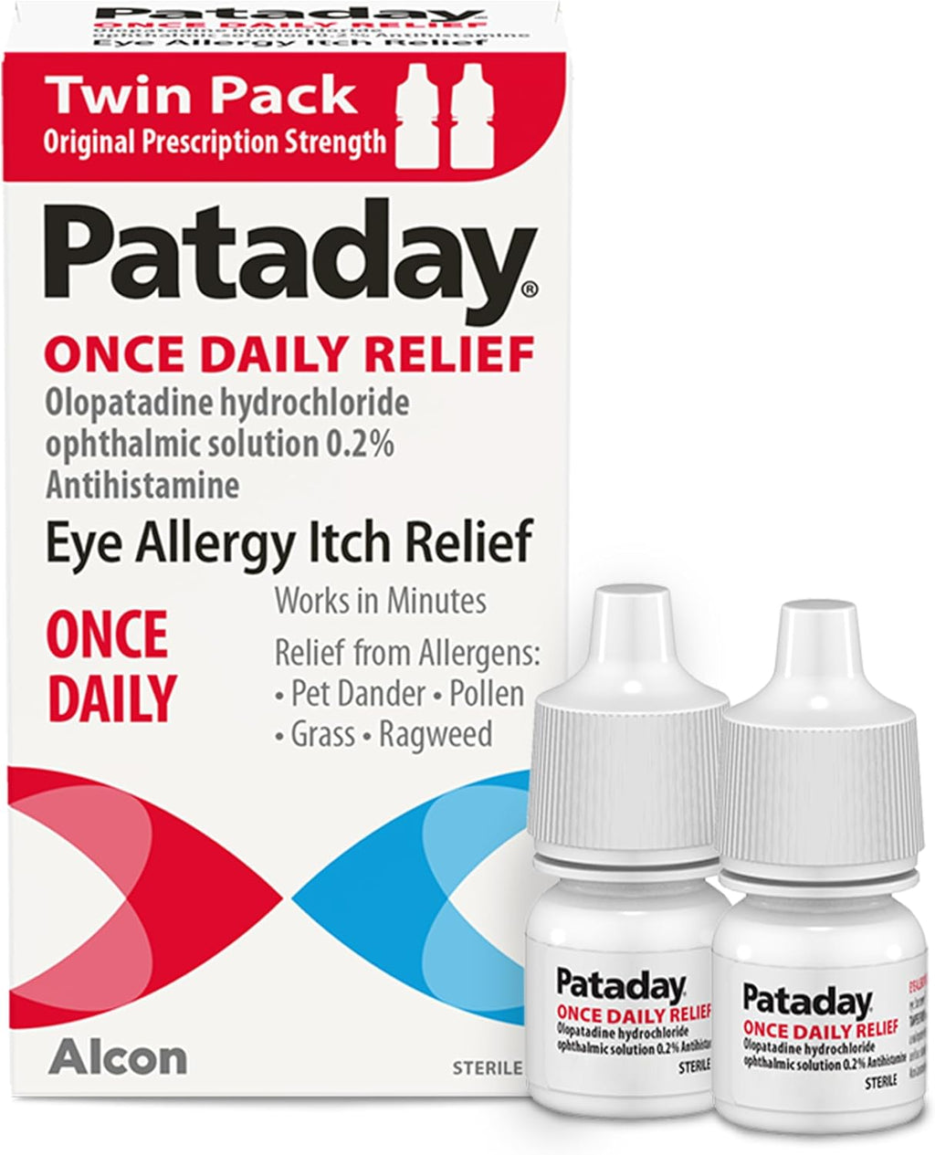 Pataday Once Daily Allergy Eye Drops for Itchy Eyes, 2.5 mL, 2 Pack