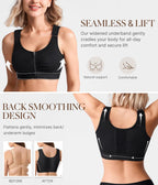 BRABIC Zip Front Closure Everyday Bra for Women Post Surgery Compression Support with Adjustable Straps Wirefree