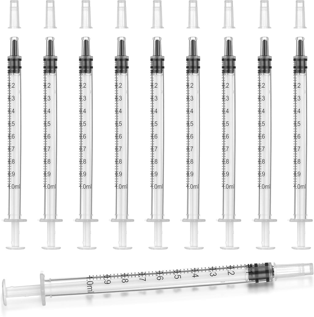 12pack 1ml Syringes Without Needle Plastic for Liquid, Measuring, Ink Refilling, Oil, Liquids Glue Applicator, With Cap