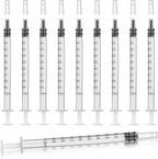 12pack 1ml Syringes Without Needle Plastic for Liquid, Measuring, Ink Refilling, Oil, Liquids Glue Applicator, With Cap