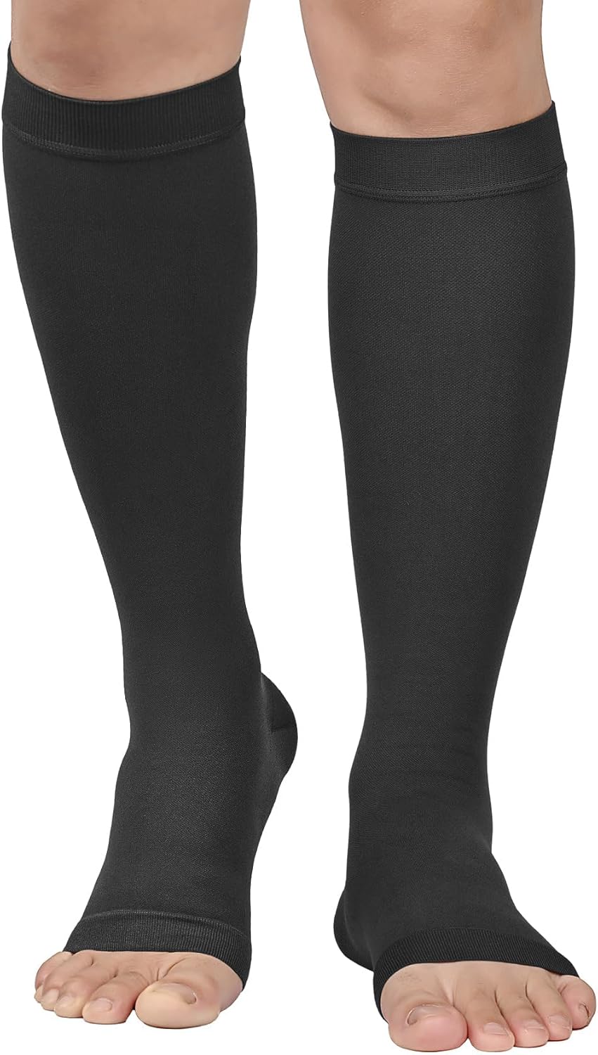 Compression Socks, Open Toe, Medical 20-30 mmHg Graduated Compression Stockings for Men Women, Knee High Compression Sleeves for Pregnancy, Varicose Veins, Relief Shin Splints, Nursing, Edema, Sports