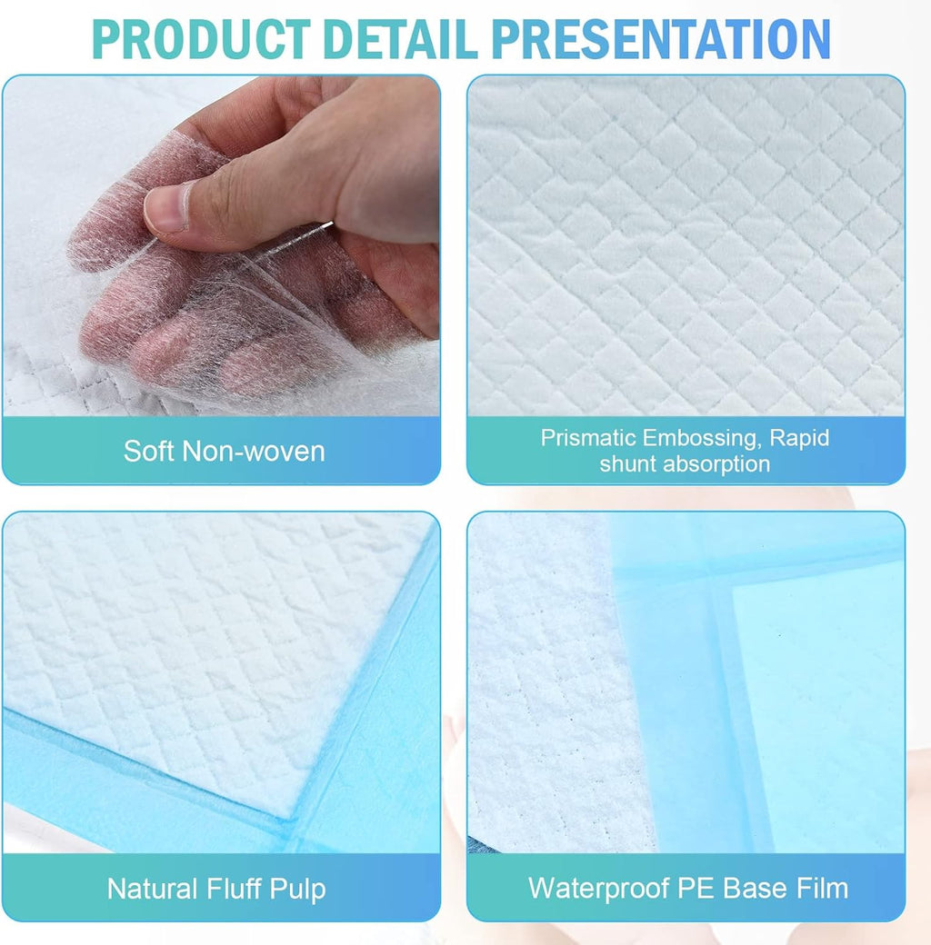 Timoo 100 PCS Disposable Changing Pad Leak-Proof Underpad Bed Table Protector Mat, Soft Non-Woven Fabric, 17 Inches x 13 Inches