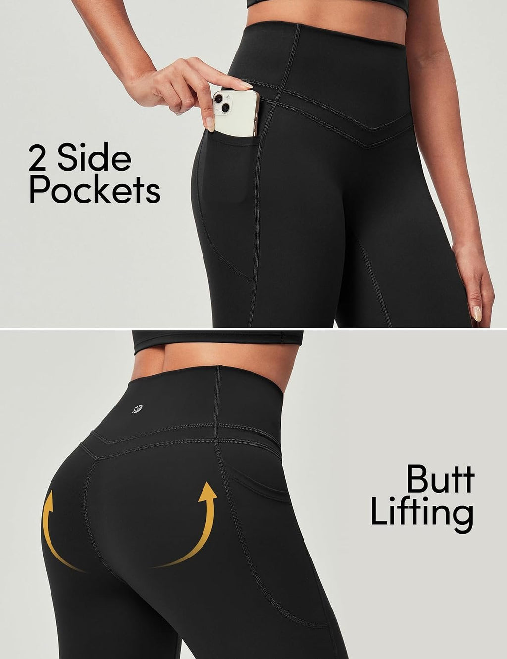 IUGA Compression Leggings with Pockets for Women Tummy Control Yoga Pants | High Waist, Deep Side Pockets, No Front Seam, Squat-Proof, Buttery Soft, Workout, Running, Gym, Athletic, Casual