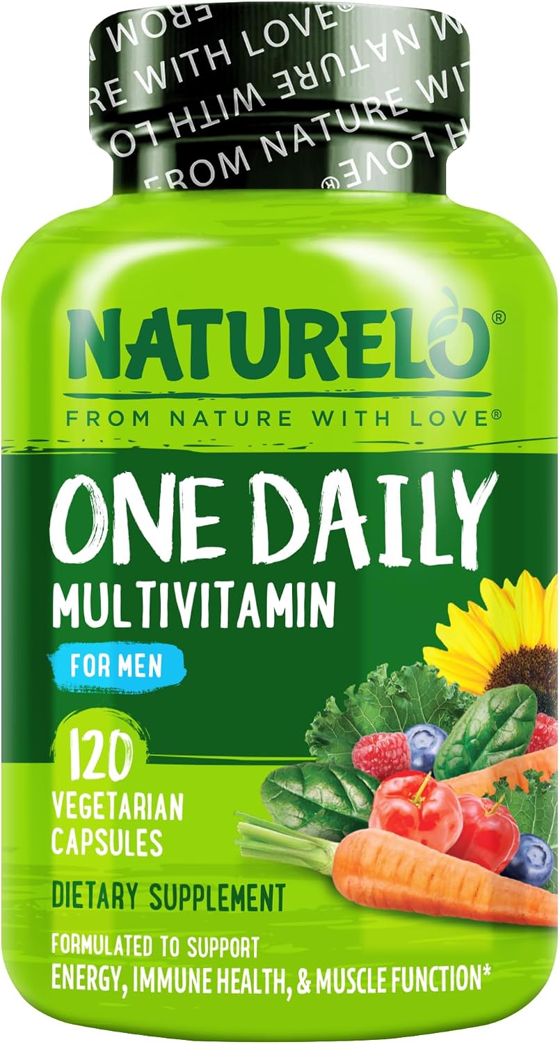 NATURELO Multivitamin for Men - One Daily, 120 Vegetarian Capsules | Vitamins, minerals & organic whole foods, non-GMO