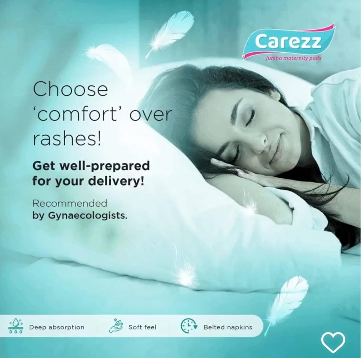 Carezz Cozy & Dryfeel Comfort Belted Maternity Sanitary Pads|7 Pads|Pack Of 1 Packet|Ultra Absorbent Disposable Thick Pad For Heavy Flow Protection|Postpartum Use For Women