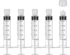50Pack 5ml/cc Luer Lock Syringe without Needle, Plastic Syringe with Caps for Liquid, Sterile Individually Wrapped