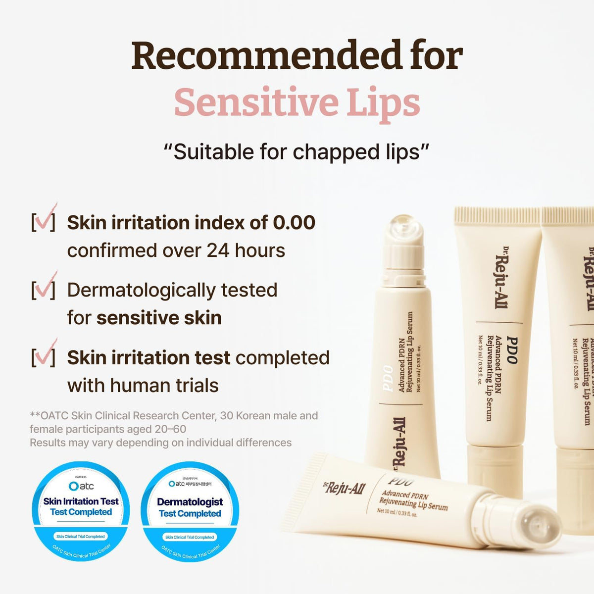 Dr.Reju-All Advanced PDRN Rejuvenating Lip Serum - Hydrating Lip Balm with Lipozip PDRN for Glowy, Dewy Lips - Gentle Exfoliating & Smoothing Lip Moisturizer - Hibiscus & Lactic Acid - 10ml