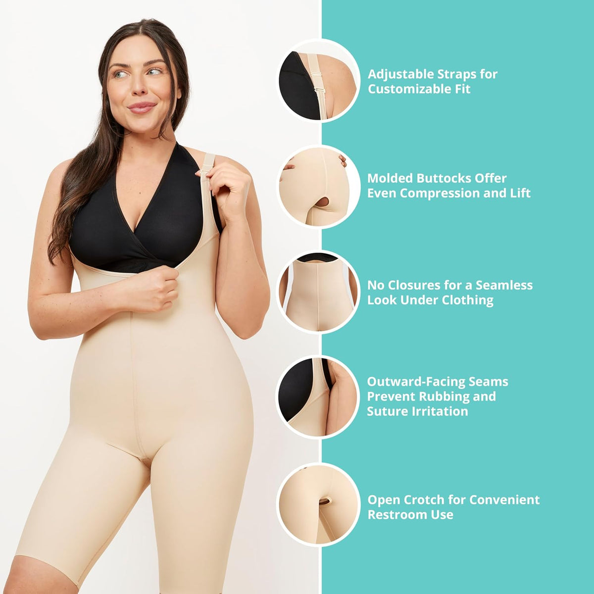 MARENA SFBHS2 Women s Girdle with High Back, No Closures, Short-Length - Post-surgical Shapewear Support