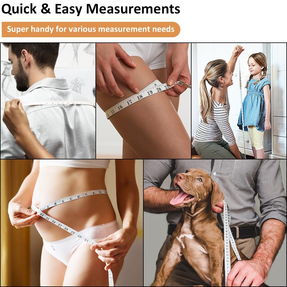 3-Pack Soft Tape Measure Body Double Scale Sewing Flexible Craft Tailor Vinyl Ruler Perfect for Weight Loss Medical Body Measurement, Has 150 Centimetre Scale on Reverse and Front 60-inch, 3 Colors