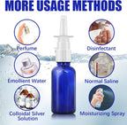 Cupohus Nasal Spray Bottle, 3 Pcs 30ML/1oz Cobalt Blue Glass Refillable Fine Mist Sprayers Atomizers, Travel Sized, Empty Nasal Sprayer with Funnels and Labels