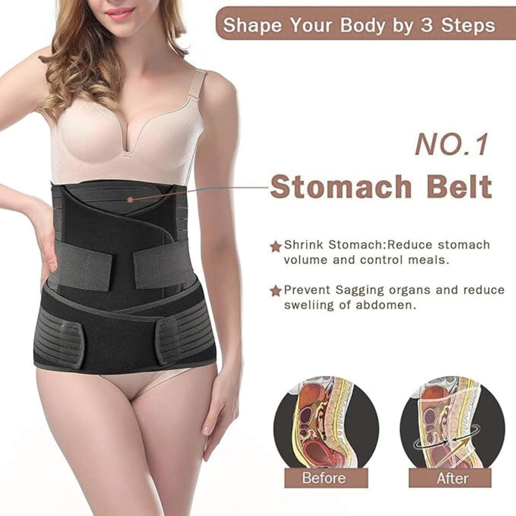3 in 1 Post Pregnancy Abdominal Belt for Women, C-Section Abdomen Belt & Belly Wrap for After Delivery Recovery – Adjustable Postpartum Belt, Maternity Belt for Waist, Pelvis & Tummy Support (Free Size) (Black)