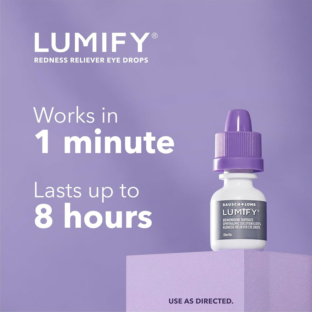 LUMIFY Redness Reliever Eye Drops, for Whiter & Brighter Looking Eyes, 0.08 Fl Oz (2.5 mL)