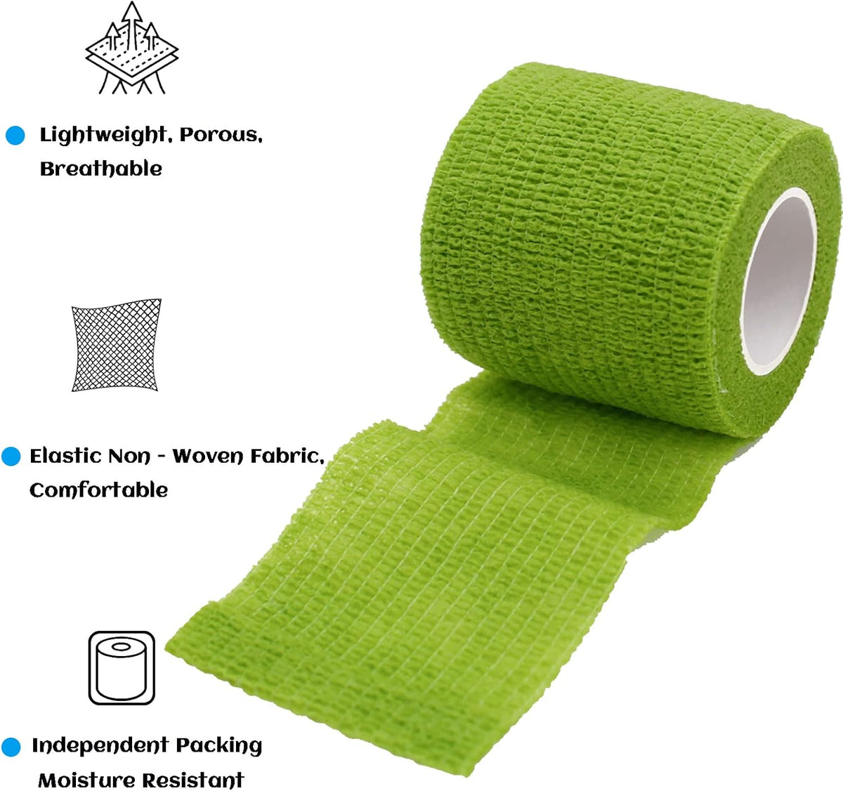 24 Pack Self Adhesive Bandage Wrap 2 Inch, Athletic Elastic Non Woven Cohesive Bandage for Sports, Wrist, Ankle Sprains, Swelling and Vet Wrap (Rainbow)