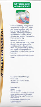 Polident Overnight Whitening Antibacterial Dental Appliance Cleanser Tablets, Mouthguard Cleaning Tablets, 60 Count