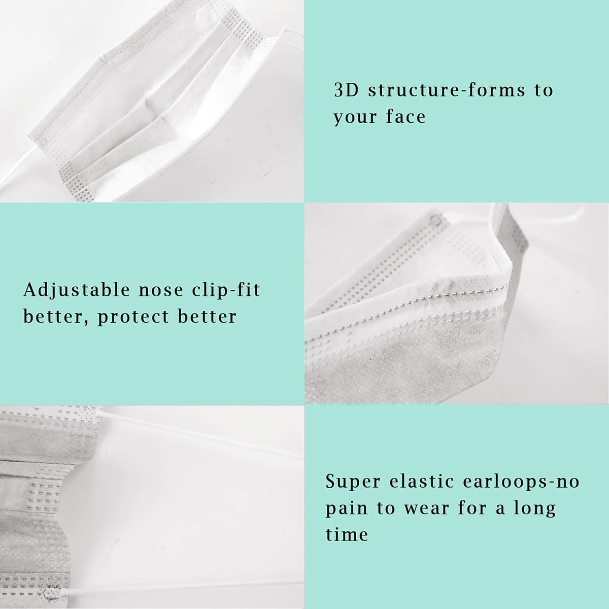 White Disposable Face Masks 100 Pcs White Face Mask 3 Ply Protection Masks