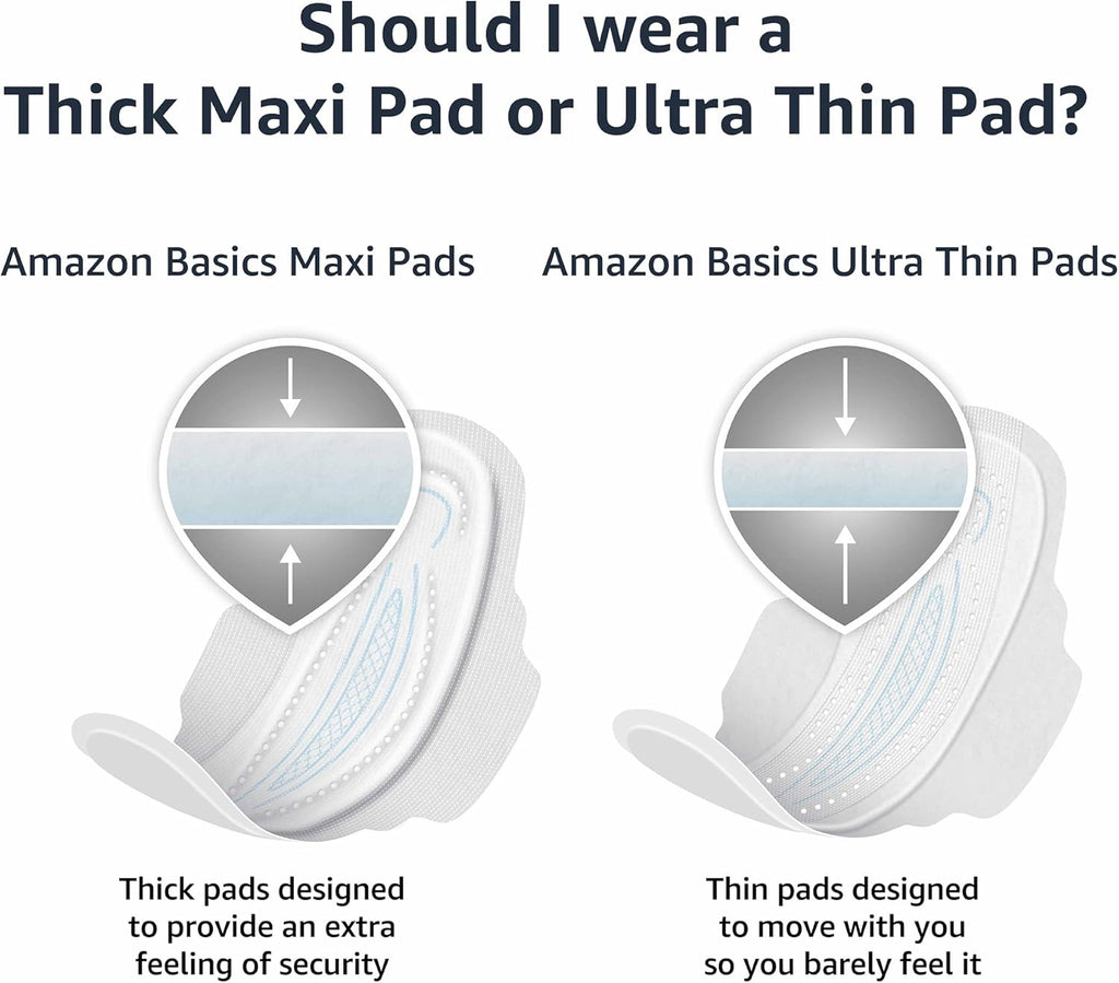 Amazon Basics Ultra Thin Pads with Flexi-Wings for Periods, Extra Long Length, Super Absorbency, Leak Protection, Unscented, Size 3, 28 Count