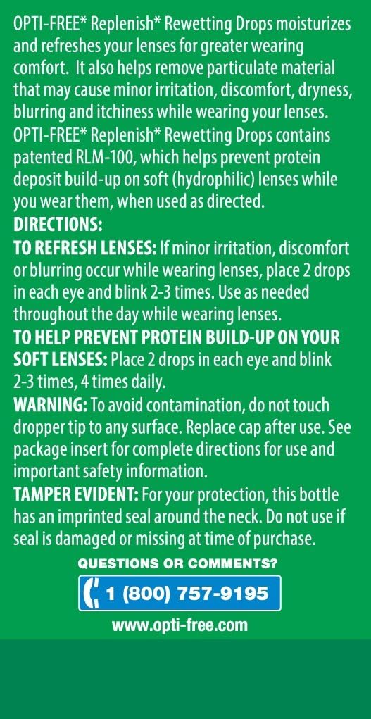 OPTI-FREE Replenish Contact Lens Rewetting Drops, 10 mL