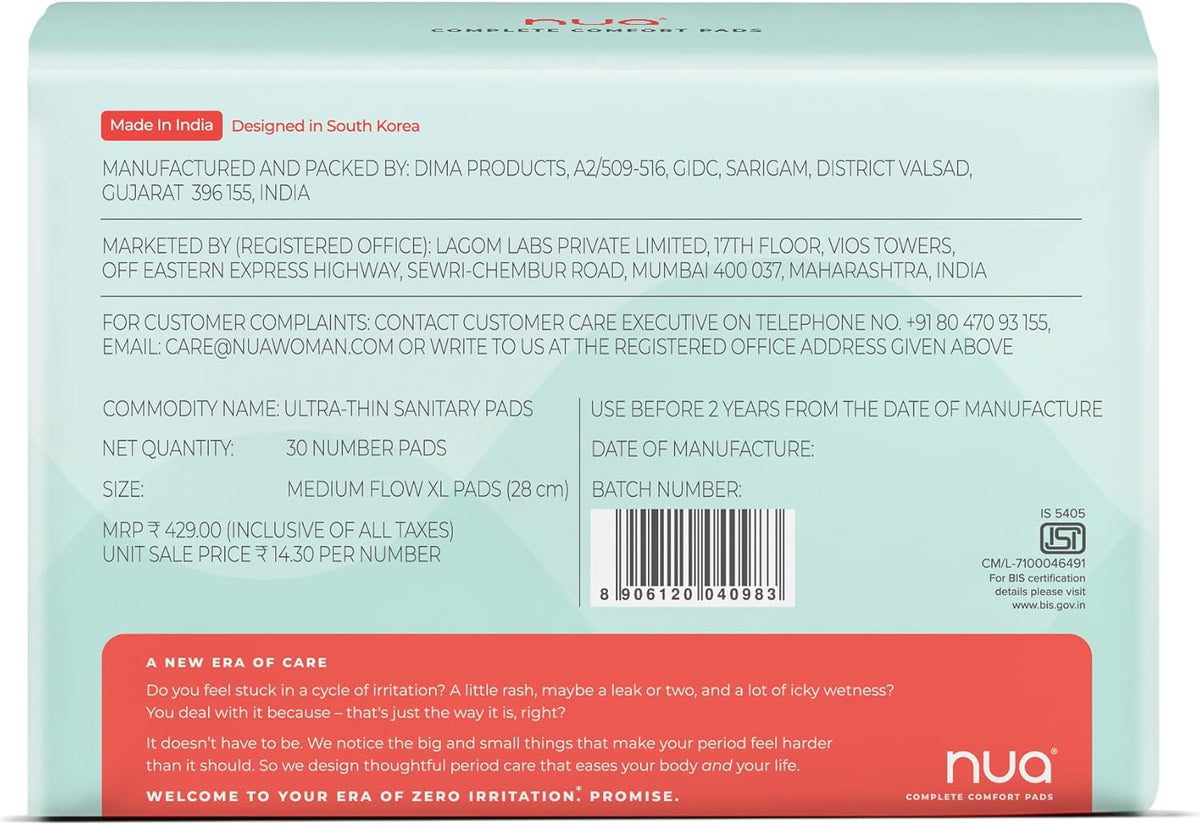 Nua Sanitary Pads Fragrance-Free 30 pads