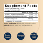 NatureBell Pure Magnesium Glycinate 500mg Per Serving, 240 Veggie Capsules