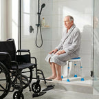 Vaunn Medical Tool-Free Assembly Adjustable Swivel Shower Stool Seat Bench with Anti-Slip Rubber Tips for Safety and Stability