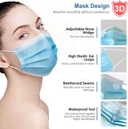 Blue Disposable Face Masks 100 pcs