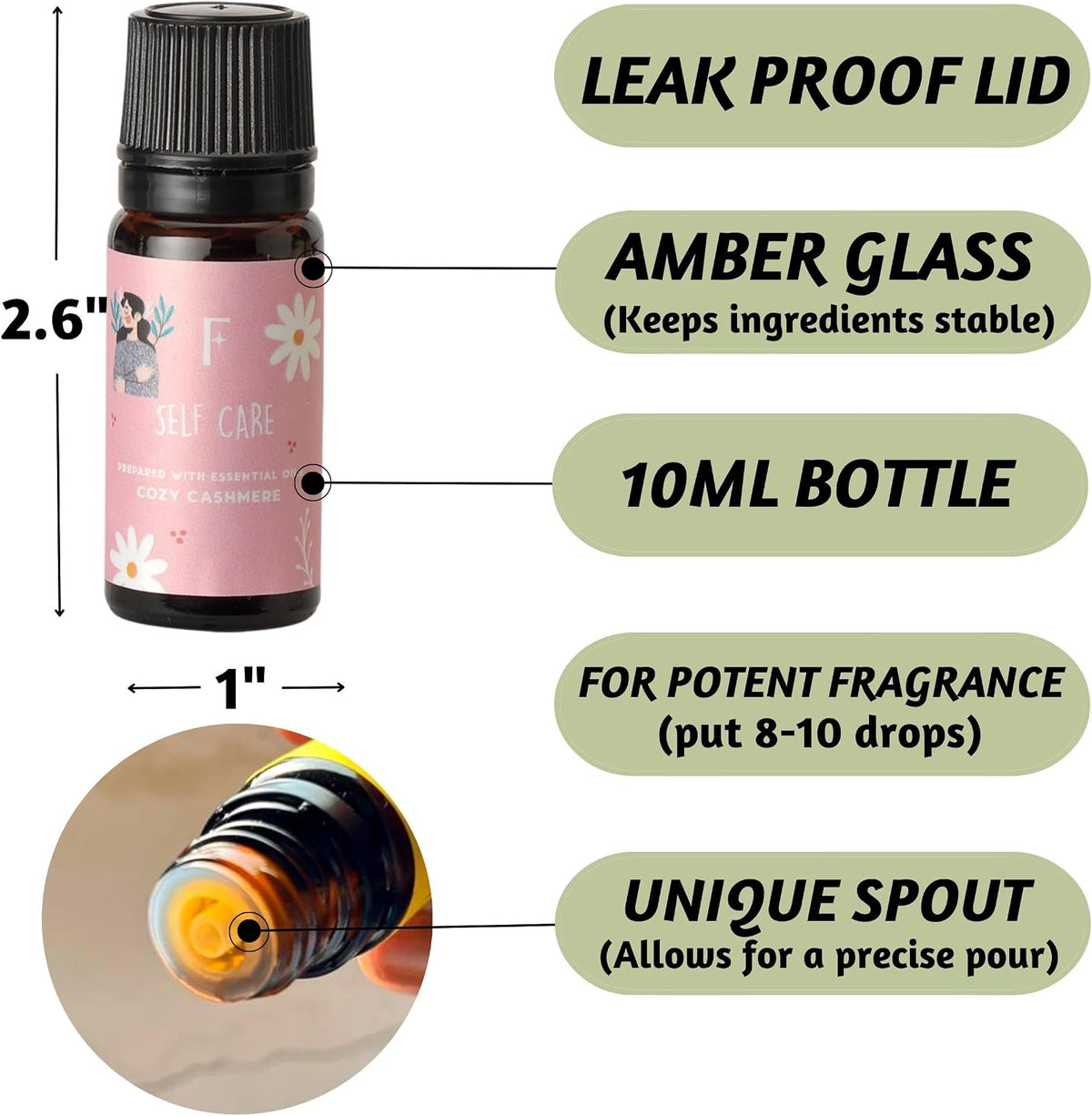 Folkulture Essential Oils Set | 6 Relaxing Fragrance Oils for Diffusers | Green Tea, Cashmere, Ocean Salt and More| Aromatherapy Gift Set for Her, Him | Self-Care Lovers | Self Love Club