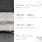 CuloClean 4pcs (L) Menstrual Pads for Night and Postpartum Reusable Bamboo Fiber Abundant Flow Large Eco-Friendly Breathable Waterproof Fabric + Bag + Portable Bidet