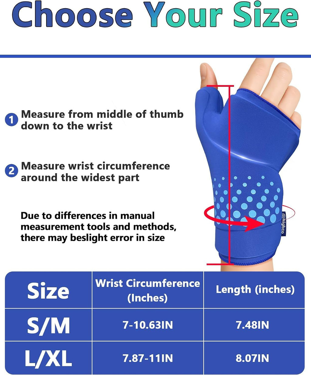 Wrist &Thumb Ice Pack Wrap-Thickened Gel for Long-Lasting Cold Compression | Stays Cold Longer-Hand Ice Pack & Ice Glove for Arthritis,Carpal Tunnel Relief & Tendonitis-Fits left and right