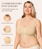 BRABIC Womens Wireless Front Closure Bra Post Surgery Compression Mastectomy Surgical Support Full Coverage Bralette