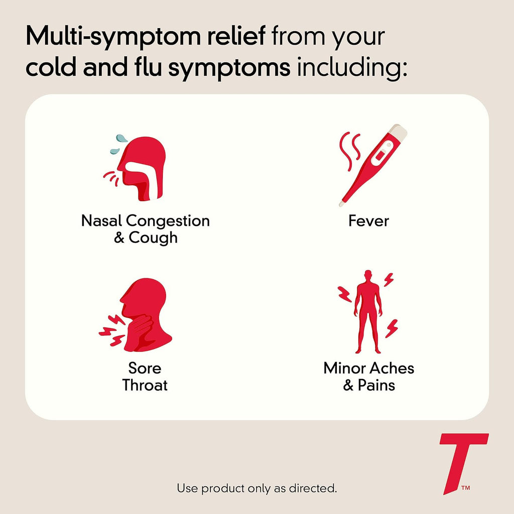 Tylenol Cold + Flu Severe Caplets, Acetaminophen, 24 ct | Fever Reducer, Pain Reliever, Cough Suppressant, Nasal Decongestant & Expectorant