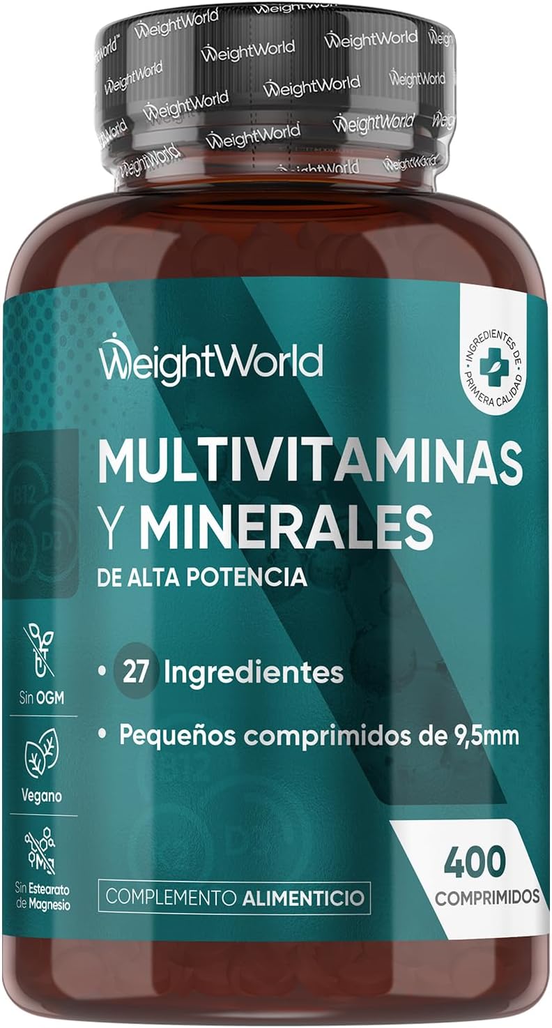 Multivitamins & Minerals, 400 Vegan Tablets, 27 Vitamins & Minerals - Vitamin C, Vitamin B, D, E, Magnesium, Zinc, Calcium, Iron & More, For +1 Year Old, Mint Flavor