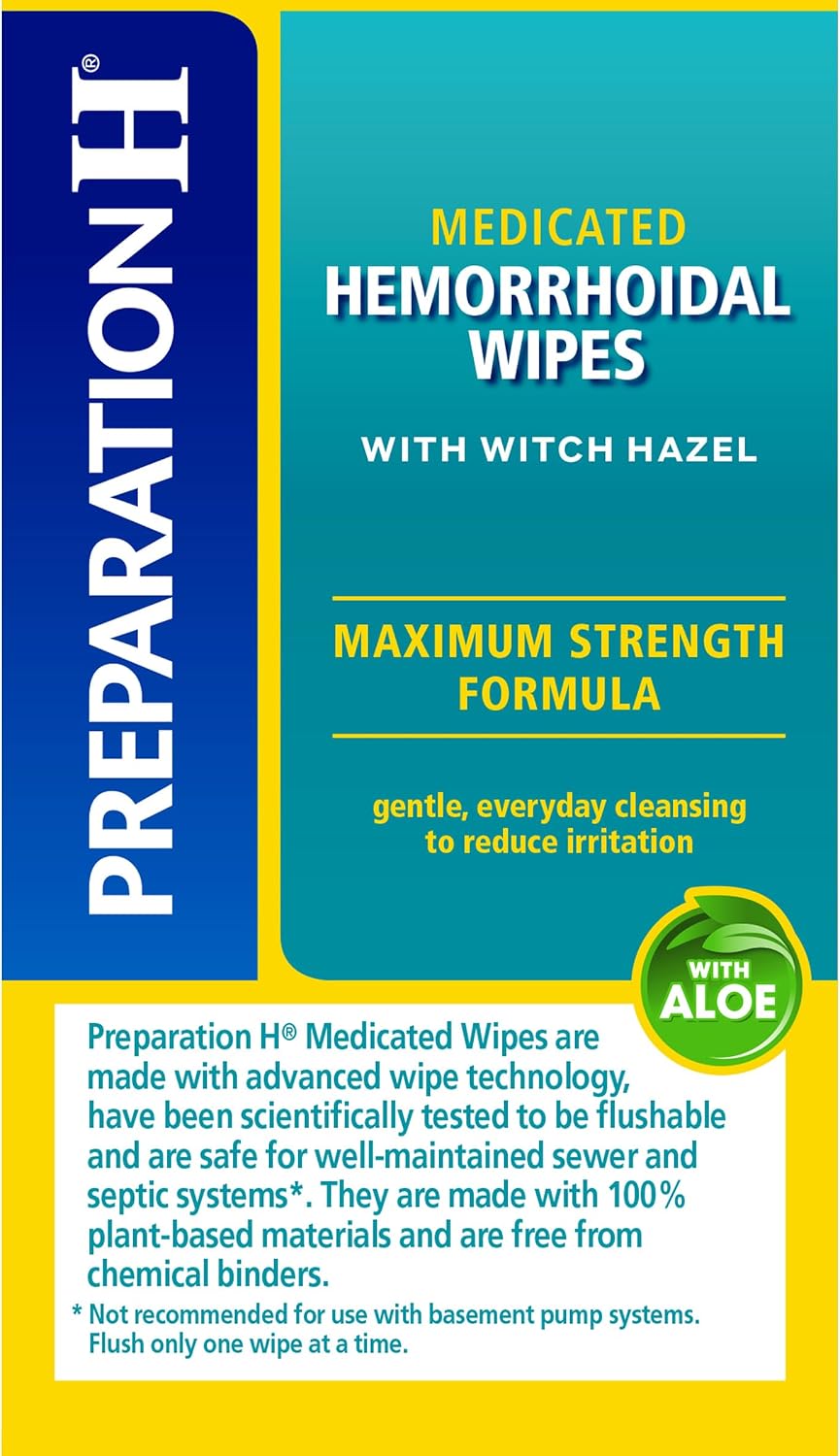 Preparation H Hemorrhoid Flushable Wipes with Witch Hazel for Skin Irritation Relief - 96 Count
